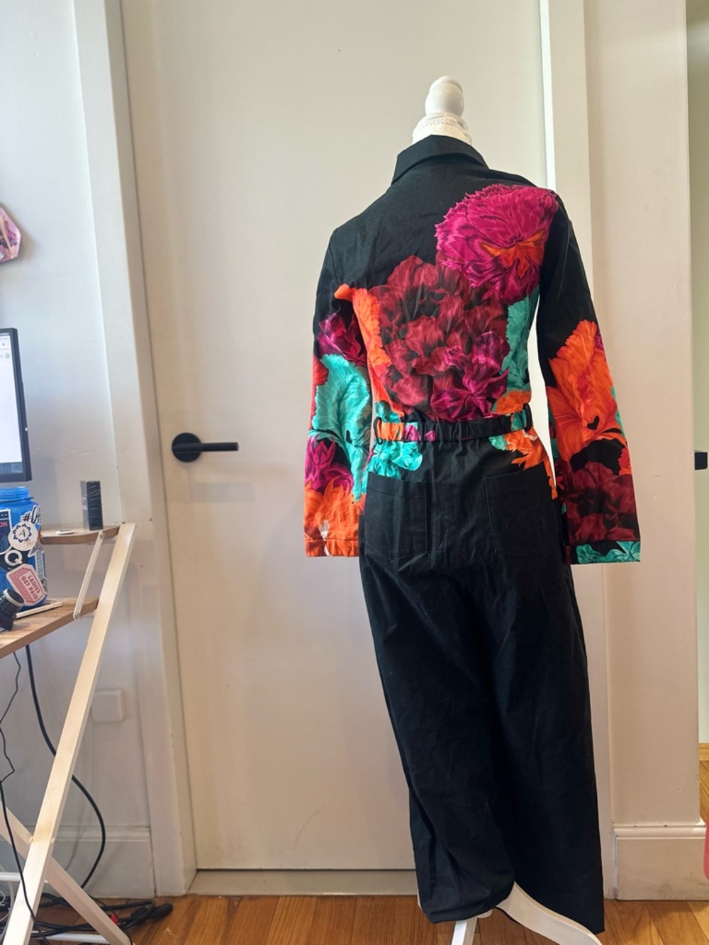 The Kit Black Floral-Print Women's Jumpsuit - Picture 5 of 5
